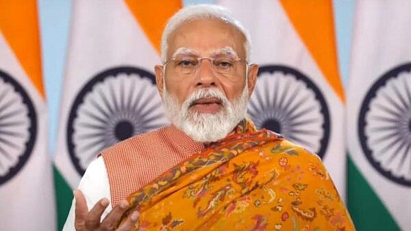 <div class="paragraphs"><p>Prime Minister Narendra Modi addresses 'SAMVAD' programme.</p></div>