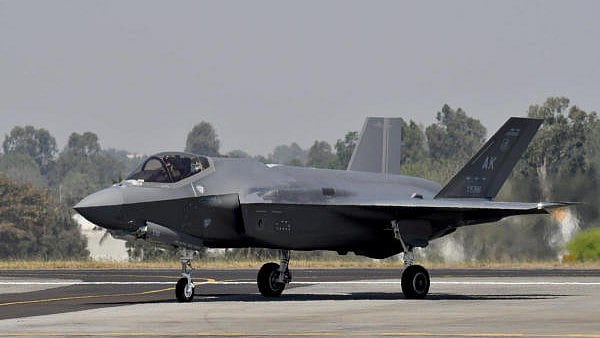 <div class="paragraphs"><p>US Air Force F-35 fighter jet taxis during the Aero India 2023 air show at Yelahanka air base in Bengaluru.</p></div>