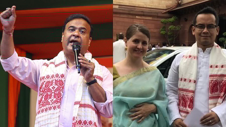 <div class="paragraphs"><p>Himanta Biswas (L) and Gaurav Gogoi and his wife (R)&nbsp;</p></div>