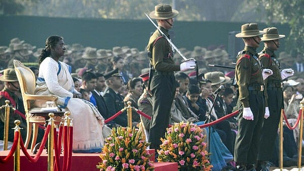 <div class="paragraphs"><p>President Droupadi Murmu witnesses the inaugural show of the Change of Guard Ceremony in a new format at the Forecourt of Rashtrapati Bhavan, in New Delhi. The ceremony will take place every Saturday and will be open to a larger number of visitors from February 22, 2025.</p></div>