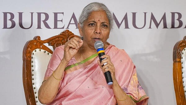 <div class="paragraphs"><p>Union Finance Minister Nirmala Sitharaman addresses a press conference, in Mumbai, Monday, Feb. 17, 2025.</p></div>