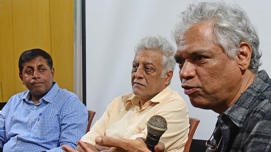 <div class="paragraphs"><p>(L-R) Prof Ashish Verma from IISc, Architect and urban planner Naresh Narasimhan and actor and activist Prakash Belawadi during the discussion at the Press Club in Bengaluru on Monday. </p></div>