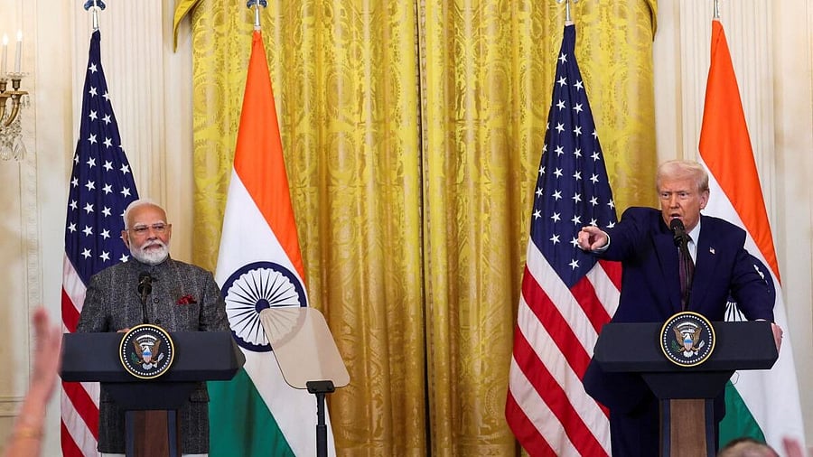 <div class="paragraphs"><p>Prime Minister Narendra Modi speaks during a joint press conference with US President Donald Trump at the White House in Washington.</p></div>