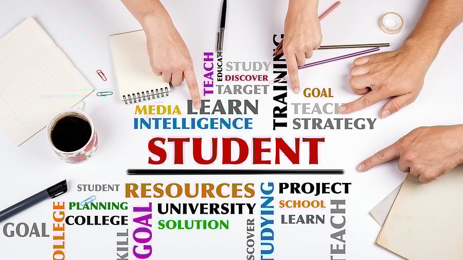 STUDENT word cloud. The meeting at the white office table