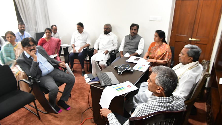 <div class="paragraphs"><p>Chief Minister Siddaramaiah holds a video conference with the DCs, project directors, municipality commissioners and chief officers of the municipal corporations and urban local bodies on the issuance of ‘B’ khatas in Bengaluru on Tuesday.&nbsp;</p></div>