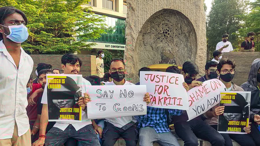 <div class="paragraphs"><p>Students hold placards during a protest over the death of a Nepali student at the Kalinga Institute of Industrial Technology (KIIT), in Bhubaneswar, Tuesday, Feb. 18, 2025.</p></div>