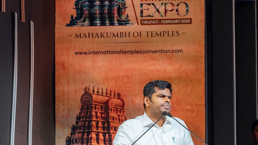 <div class="paragraphs"><p>K Annamalai at the International Temples Convention &amp; Expo 2025 held at Tirupati.&nbsp;</p></div>