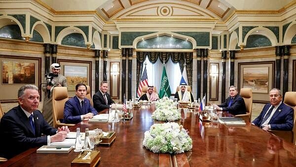 <div class="paragraphs"><p>US Secretary of State Marco Rubio meets with Saudi Foreign Minister Prince Faisal bin Farhan Al Saud, Saudi National Security Advisor Mosaad bin Mohammad Al-Aiban, US National Security Advisor Mike Waltz, US Middle East envoy Steve Witkoff, Russian Foreign Minister Sergei Lavrov and Russian President Vladimir Putin's foreign policy advisor Yuri Ushakov, at Diriyah Palace, in Riyadh, Saudi Arabia, February 18, 2025.</p></div>
