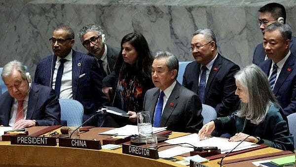<div class="paragraphs"><p>China's Foreign Minister Wang Yi speaks during a meeting of the United Nations Security Council on, maintenance of international peace and security at U.N. headquarters in New York City</p></div>