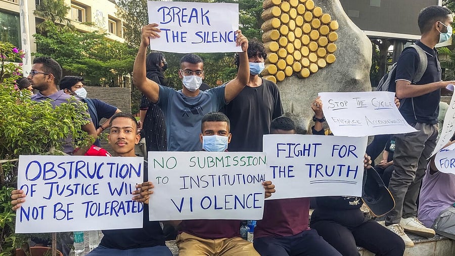 <div class="paragraphs"><p>Students during a protest over the death of a Nepali student at the Kalinga Institute of Industrial Technology in Bhubaneswar on February 18. </p></div>
