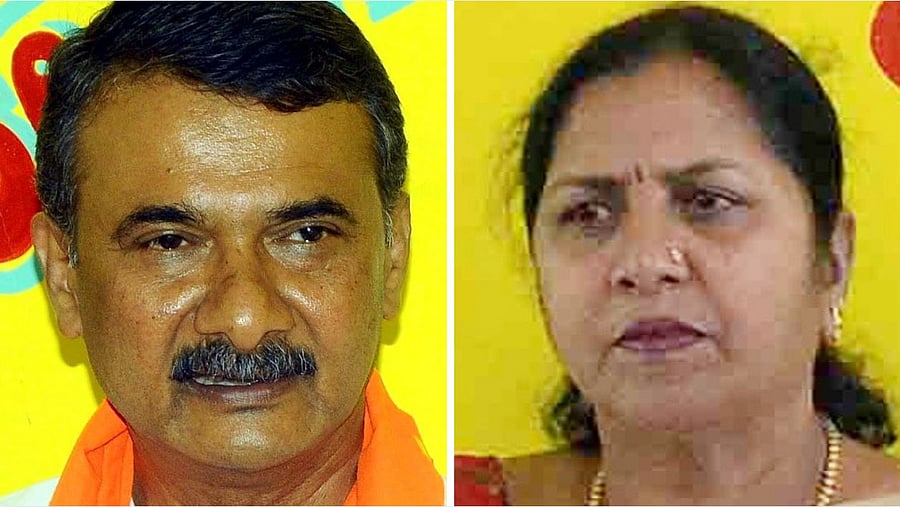 <div class="paragraphs"><p>M K Pranesh (L) and rival&nbsp;Congress candidate A V Gayathri Shanthegowda</p></div>
