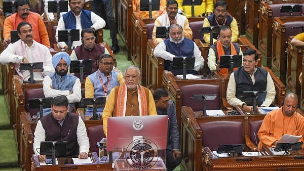 <div class="paragraphs"><p>Uttar Pradesh Finance Minister Suresh Kumar Khanna presents the State Budget 2025-26 in the Assembly, in Lucknow.</p></div>