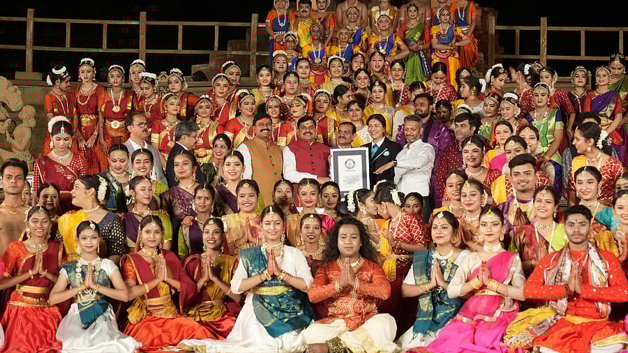 <div class="paragraphs"><p>The 51st Khajuraho Dance Festival in Madhya Pradesh set a milestone as 139 artists danced for over 24 hours, earning a Guinness World Record for the longest classical dance marathon, an official said on Friday.</p></div>