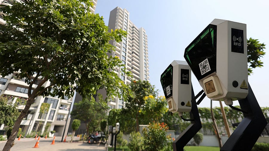 <div class="paragraphs"><p>Electric Vehicle charging units are seen at a parking lot of Sobha city, a real estate property, in Gurugram.</p></div>