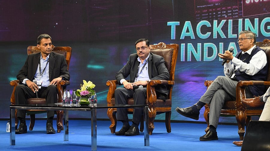 <div class="paragraphs"><p>(From left) Kapil Gupta, M A Saleem and N A Vijay Shankar at the panel discussion.&nbsp;</p></div>