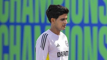 <div class="paragraphs"><p>India's Shubman Gill during a practice session ahead of the ICC Champions Trophy match between India and Pakistan, in Dubai, UAE, Saturday,India's Shubman Gill during a practice session ahead of the ICC Champions Trophy match between India and Pakistan, in Dubai, UAE, Saturday. </p></div>