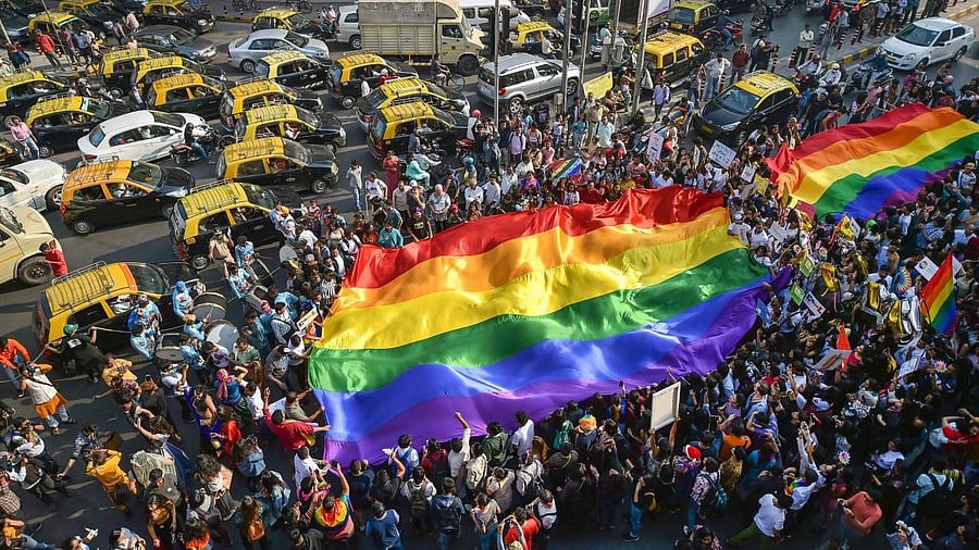<div class="paragraphs"><p>Members of the LGBTQ community participate in a pride parade in Mumbai.</p></div>