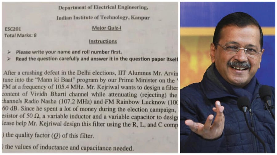 <div class="paragraphs"><p>(From L to R) The question asked in the IIT Kanpur exam; Arvind Kejriwal</p></div>