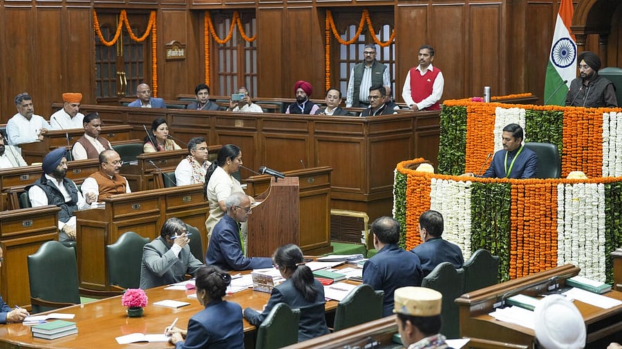 <div class="paragraphs"><p>Delhi Chief Minister Rekha Gupta takes oath as an MLA on the first day of the Delhi Assembly. </p></div>