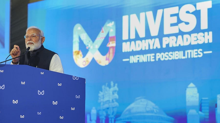 <div class="paragraphs"><p>Prime Minister Narendra Modi addresses the Global Investors Summit 2025, in Bhopal</p></div>