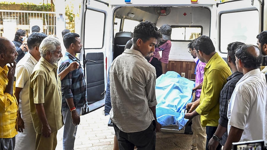 <div class="paragraphs"><p>Bodies of the Venjaramoodu murder victims are brought for post-mortem at a hospital, in Thiruvananthapuram, Tuesday, Feb. 25, 2025.</p></div>