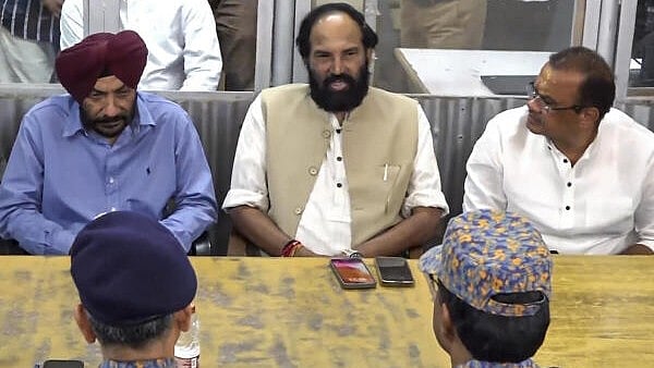 <div class="paragraphs"><p>Telangana Irrigation Minister N Uttam Kumar Reddy during a meeting over the tunnel collapse, in Nagarkurnool district, Wednesday, Feb. 26, 2025. </p></div>