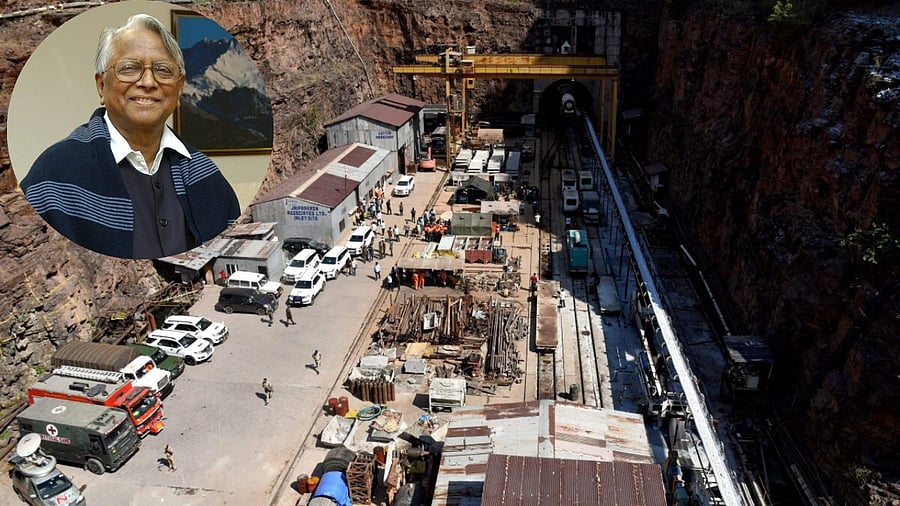 <div class="paragraphs"><p> A rescue operation underway after a portion of the Srisailam Left Bank Canal (SLBC) tunnel collapsed, in Nagarkurnool district, Monday, Feb. 24, 2025. (Inset: Jaiprakash Gaur, Founder Chairman of Jaypee Group).</p></div>
