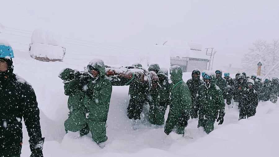 <div class="paragraphs"><p>Fifty-seven labourers from the Border Roads Organisation (BRO) were trapped under an avalanche near the border village of Mana in Uttarakhand's Chamoli district on Friday, officials said.</p></div>