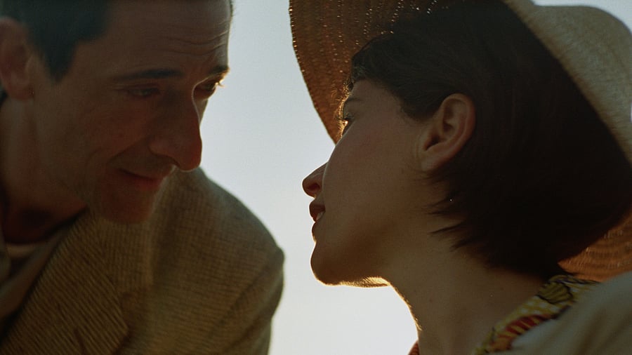 Adrien Brody and Felicity Jones in The Brutalist.