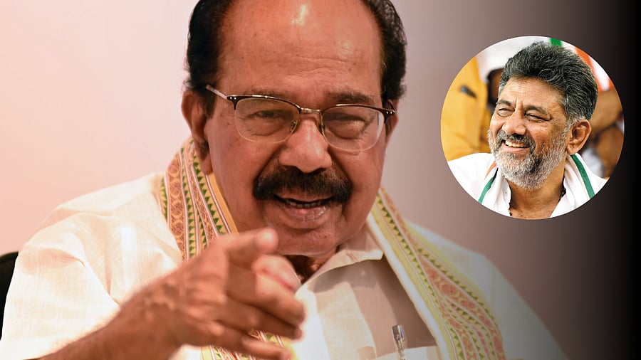<div class="paragraphs"><p>Veteran Congress leader M Veerappa Moily and KPCC chief D K Shivakumar.</p></div>