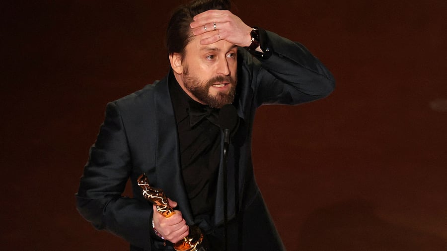 <div class="paragraphs"><p>Kieran Culkin receives the Oscar for Best Supporting Actor for "A Real Pain" during the Oscars show at the 97th Academy Awards in Hollywood, Los Angeles, California, March 2, 2025.</p></div>