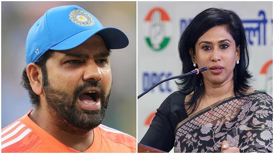 <div class="paragraphs"><p>(From L to R) Indian cricket captain Rohit Sharma; Congress spokesperson Shama Mohamed</p><p></p></div>