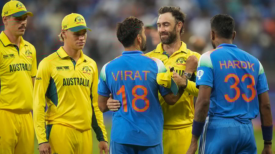 <div class="paragraphs"><p>India's Virat Kohli and Hardik Pandya being greeted by Australian players after their win in the ICC Champions Trophy semi-final cricket match, in Dubai, UAE, Tuesday, March 4, 2025.</p></div>