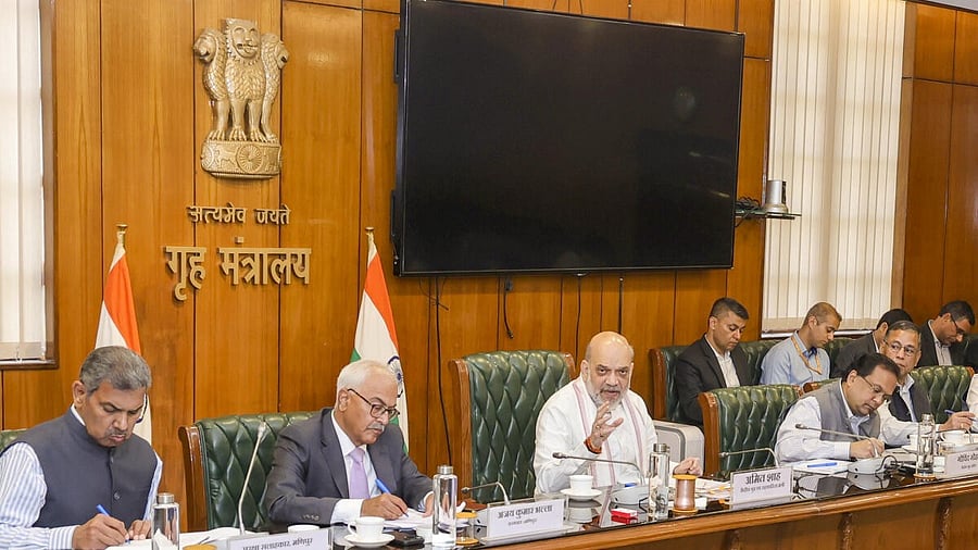 <div class="paragraphs"><p>Union Home Minister Amit Shah chairs a meeting to review security situation in Manipur, in New Delhi, Saturday, March 1, 2025.</p></div>