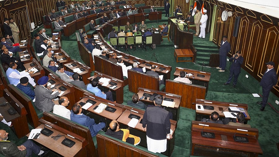 <div class="paragraphs"><p>Member in the Jammu and Kashmir Legislative Assembly on the first day of its session, in Jammu, Monday, March 3, 2025.</p></div>