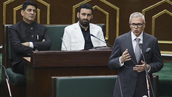 <div class="paragraphs"><p>Jammu and Kashmir Chief Minister Omar Abdullah speaks during the first day of the Budget session of J&amp;K Assembly, in Jammu, Monday, March 3, 2025.</p></div>