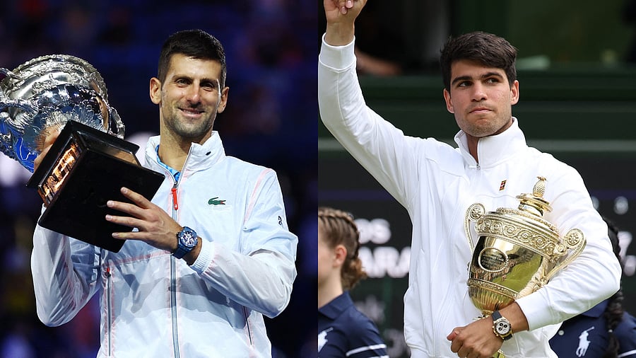 <div class="paragraphs"><p>Novak Djokovic (L) and Carlos Alcaraz (R).</p></div>