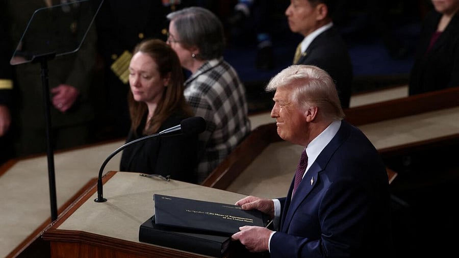 <div class="paragraphs"><p>Donald Trump speaks reacts during a joint session of US Congress.&nbsp;</p></div>