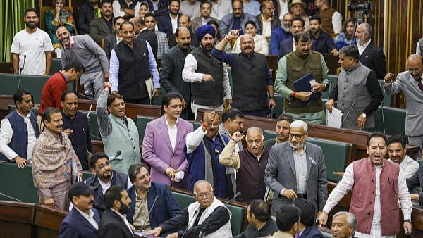 <div class="paragraphs"><p>Opposition BJP members walk out from the Jammu and Kashmir Assembly after Speaker Abdul Rahim Rather announced expunging of 'derogatory remarks' of the Leader of Opposition on the July 13, 1931 'martyrs', during Budget session of the Assembly, in Jammu, Wednesday, March 5, 2025.</p></div>