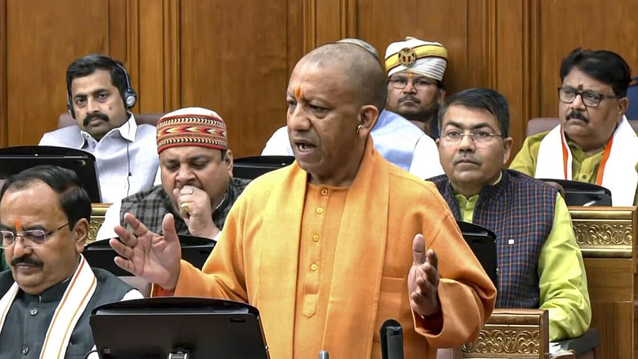 <div class="paragraphs"><p>Uttar Pradesh Chief Minister Yogi Adityanath speaks in the state Legislative Council during the Budget session of UP Assembly, in Lucknow, Wednesday, March 5, 2025.</p></div>