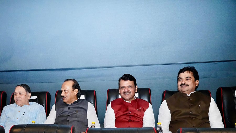 <div class="paragraphs"><p>Maharashtra Chief Minister Devendra Fadnavis along with Dy CM Ajit Pawar at a screening of Chhaava.</p></div>