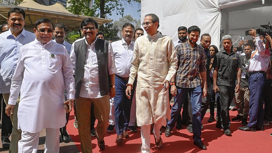 <div class="paragraphs"><p>Shiv Sena (UBT) chief and MLC Uddhav Thackeray with party leader Sanjay Raut arrives at Vidhan Bhavan during the Budget session of Maharashtra Assembly</p></div>