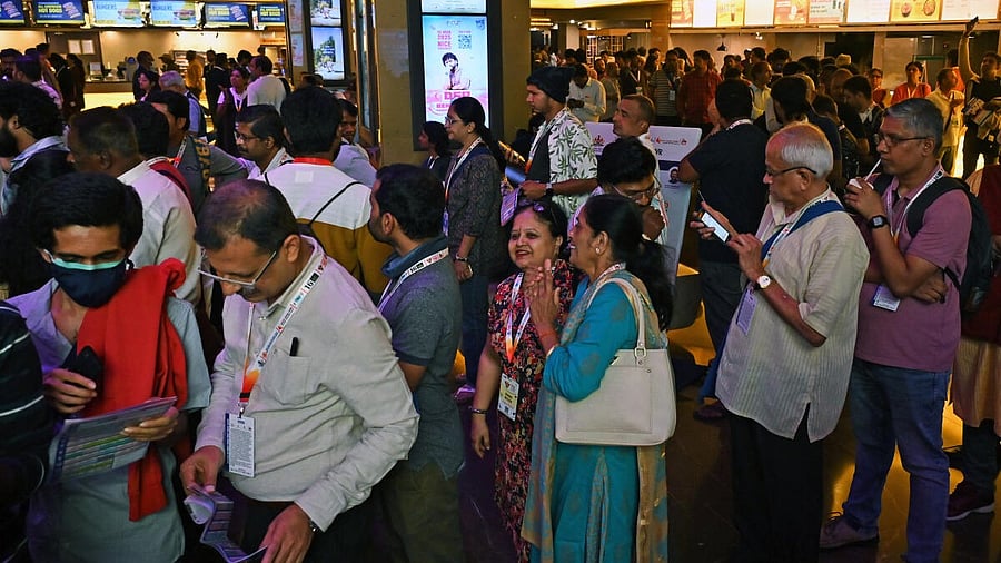 <div class="paragraphs"><p>Movie buffs wait in line to catch a film at the Bengaluru International Film Festival.&nbsp;</p></div>