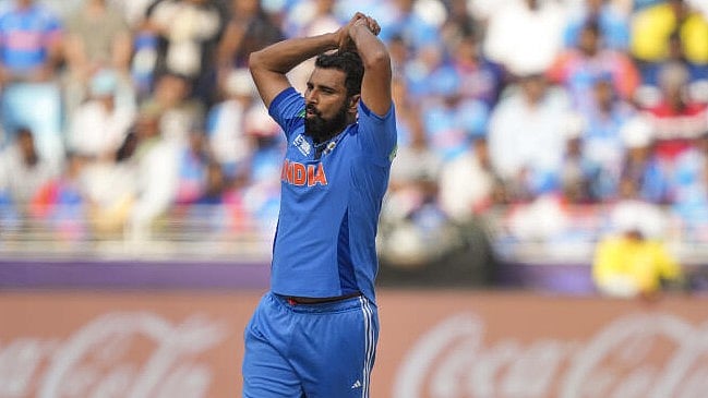 <div class="paragraphs"><p>India's Mohammed Shami reacts during the ICC Champions Trophy semifinal cricket match between India and Australia, in Dubai.</p></div>