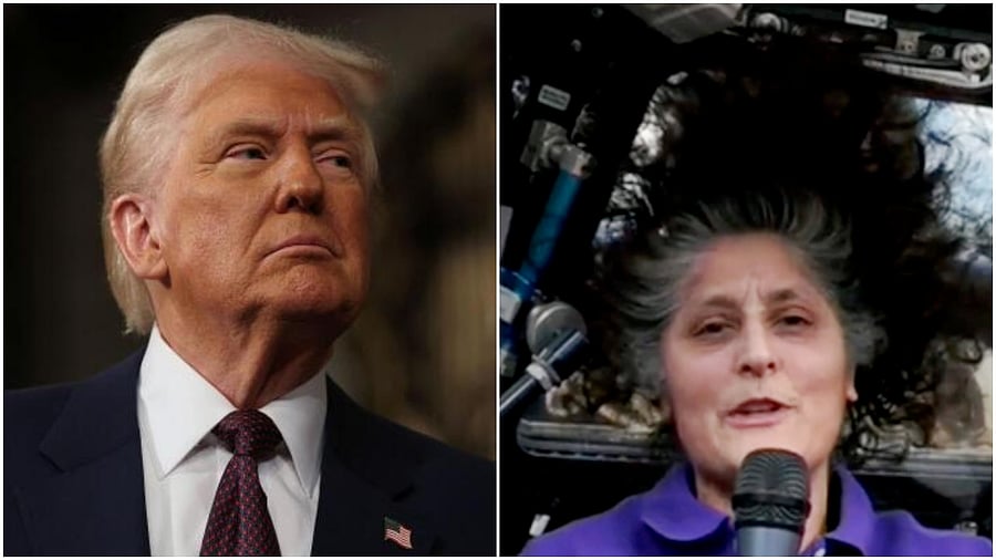 <div class="paragraphs"><p>(From L to R) US President Donald Trump;&nbsp;Sunita "Suni" Williams, a retired U.S. Navy officer &amp; NASA astronaut</p></div>