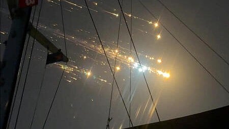 <div class="paragraphs"><p>A view shows debris streaking through the sky, after SpaceX's Starship spacecraft tumbled and exploded in space, in Hog Cay, Bahamas, March 6, 2025, in this screen grab obtained from social media video. </p></div>