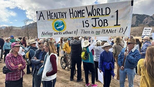 <div class="paragraphs"><p>Protesters gather outside a National Oceanic and Atmospheric Administration building, to decry the Trump administration's layoffs of NOAA workers, in Boulder</p></div>