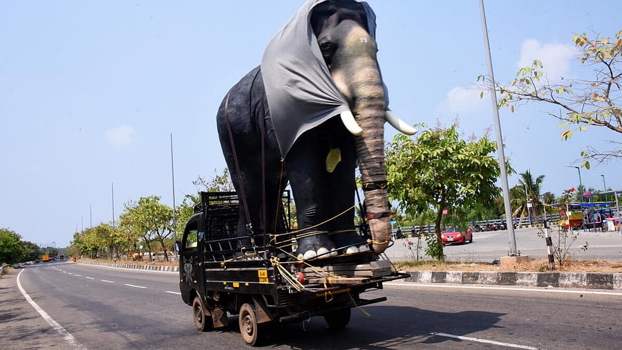<div class="paragraphs"><p>A robot elephant is carried on a van in Kochi on Wednesday. Life-size mechanical replicas are rolled out to replace animals in various temples in the state.</p></div>
