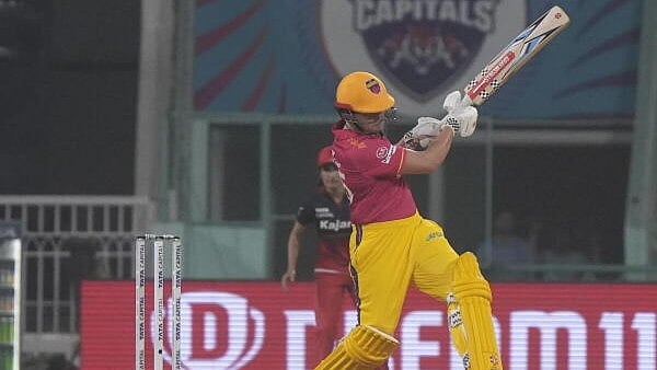 <div class="paragraphs"><p>UP Warriors batter Georgia Voll plays a shot during the WPL match between Royal Challengers Bengaluru Women and UP Warriorz Women at the Ekana Stadium in Lucknow, Saturday, March 8, 2025.</p></div>