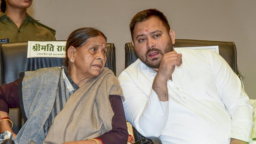 <div class="paragraphs"><p>Former Bihar CM Rabri Devi (L) with her son RJD leader Tejashwi Yadav.</p></div>